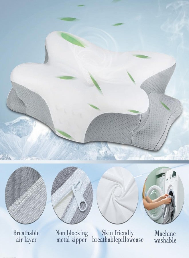 CCidea Cervical Neck Pillow, Ergonomic Memory Foam Pillow for Side Sleepers, Breathable Contoured Support Pillows with Removable Cover,Orthopedic Bed Pillow for Side Back Stomach Sleeper - Image 3