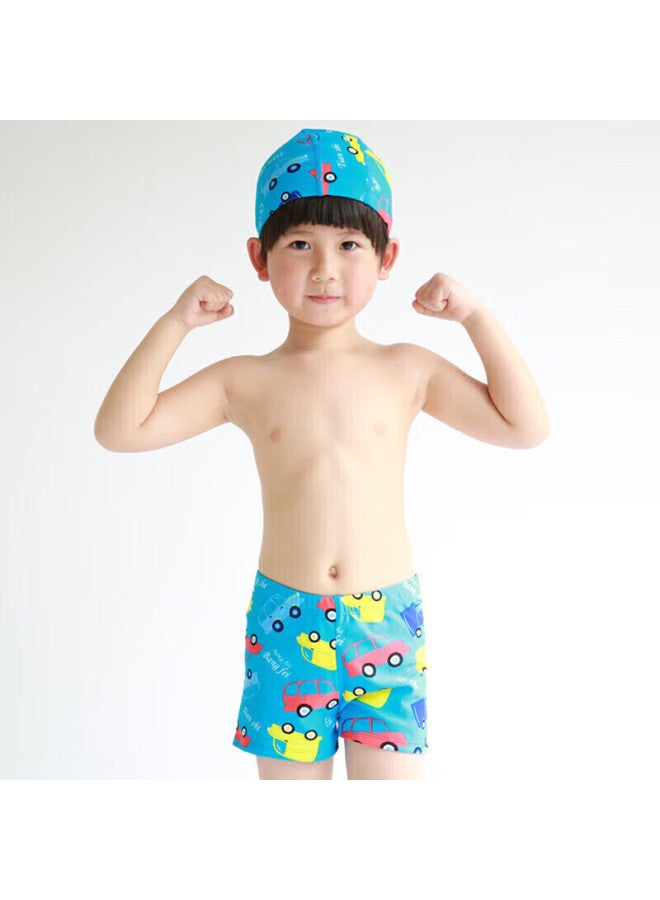 Skin-friendly Yifu Children's Fashion Cartoon Swimwear, Boys' Boxer Swim Trunks, Big Kids' And Boys' Two-piece Swimsuit, Swim Cap Set - Image 3