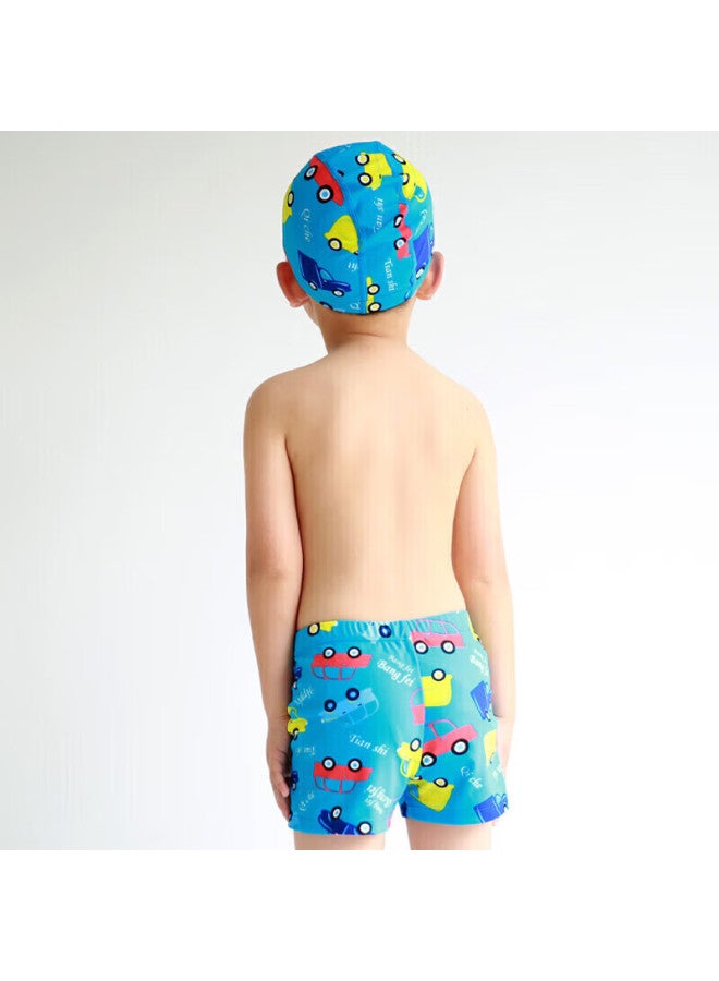 Skin-friendly Yifu Children's Fashion Cartoon Swimwear, Boys' Boxer Swim Trunks, Big Kids' And Boys' Two-piece Swimsuit, Swim Cap Set - Image 4
