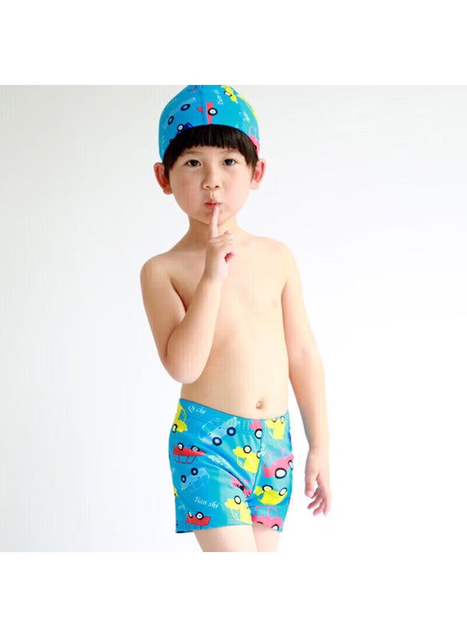 Skin-friendly Yifu Children's Fashion Cartoon Swimwear, Boys' Boxer Swim Trunks, Big Kids' And Boys' Two-piece Swimsuit, Swim Cap Set - Image 2