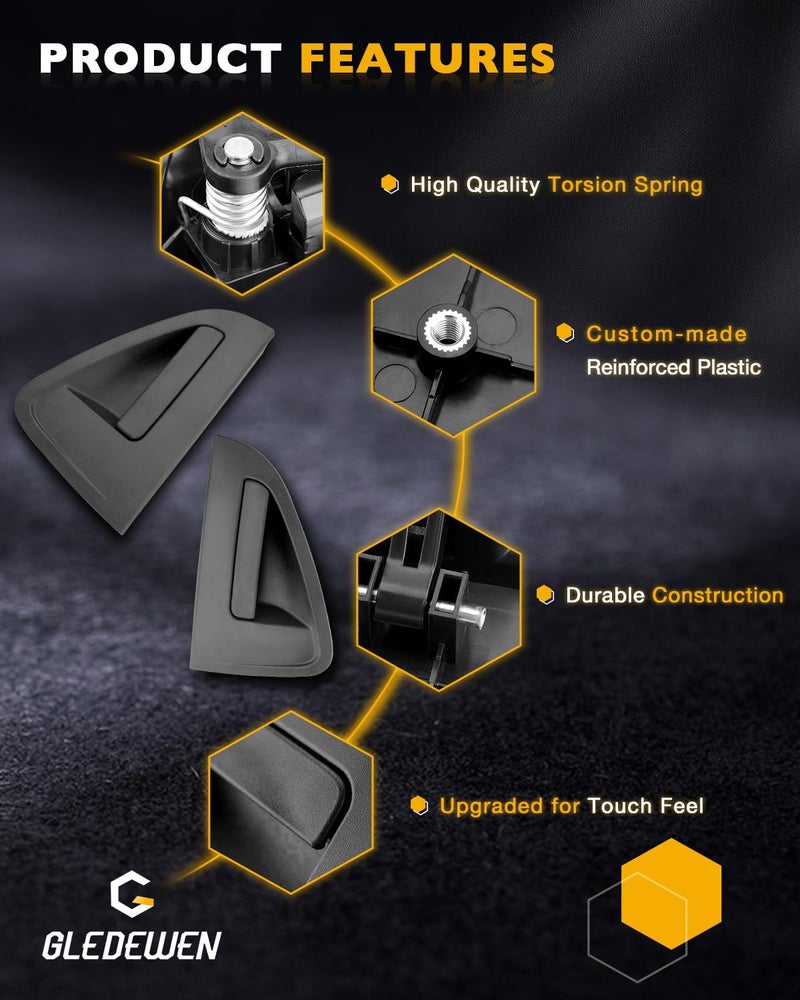 Gledewen مجموعة مقبض الباب الخلفي، متوافقة مع شيفروليه سبارك 2013-2015 | مقبض خارجي أسود محكم لجهة السائق اليسرى وركاب اليمين | استبدال# 95987920، 95987921، 13470932 - Image 3