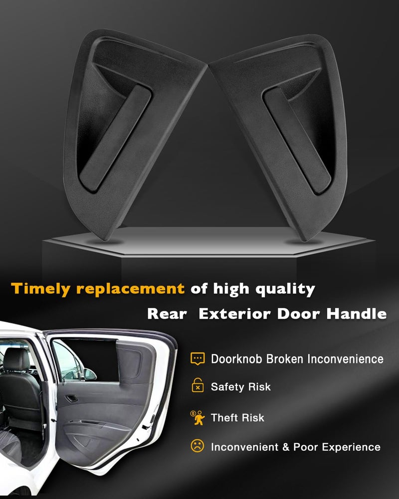 Gledewen مجموعة مقبض الباب الخلفي، متوافقة مع شيفروليه سبارك 2013-2015 | مقبض خارجي أسود محكم لجهة السائق اليسرى وركاب اليمين | استبدال# 95987920، 95987921، 13470932 - Image 5