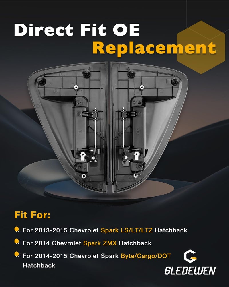 Gledewen مجموعة مقبض الباب الخلفي، متوافقة مع شيفروليه سبارك 2013-2015 | مقبض خارجي أسود محكم لجهة السائق اليسرى وركاب اليمين | استبدال# 95987920، 95987921، 13470932 - Image 2