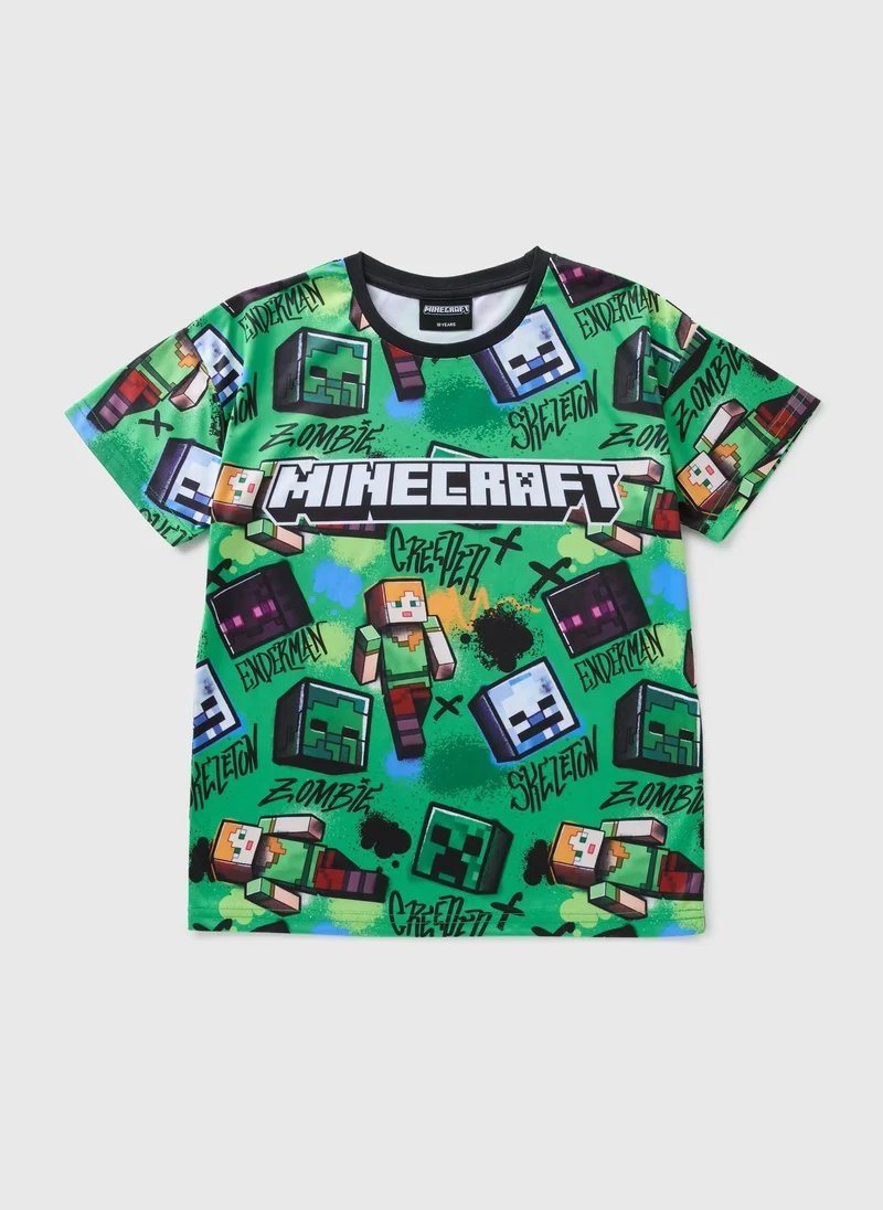 Matalan Minecraft Boys Green T-Shirt