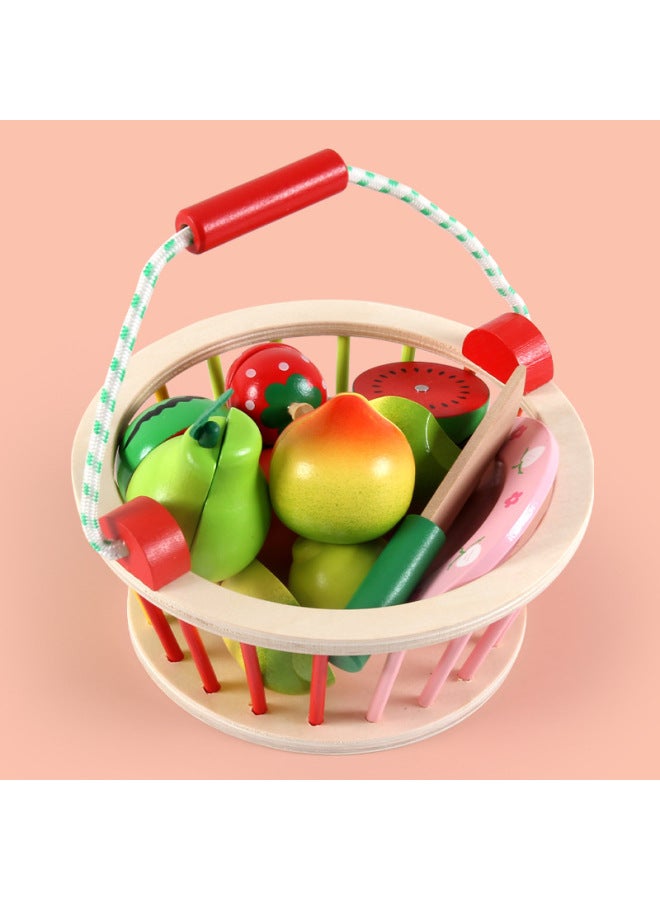 مجموعة سلال الخضار والفواكه المحاكاة الخشبية للأطفال، مجموعة سلة الخضار والفواكه، ألعاب معرفية للمطبخ العائلي والتعليم المبكر - اللون: WW-سلة فواكه مقطوعة ومقطعة - Image 3
