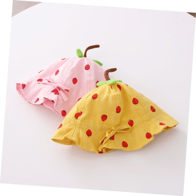 Strawberry Leaf Sun Hat and Boys, Bucket Hat with Breathable Fabric, UV Protection Summer Cap 50cm for 6-24 Months Outdoor Use - Image 4