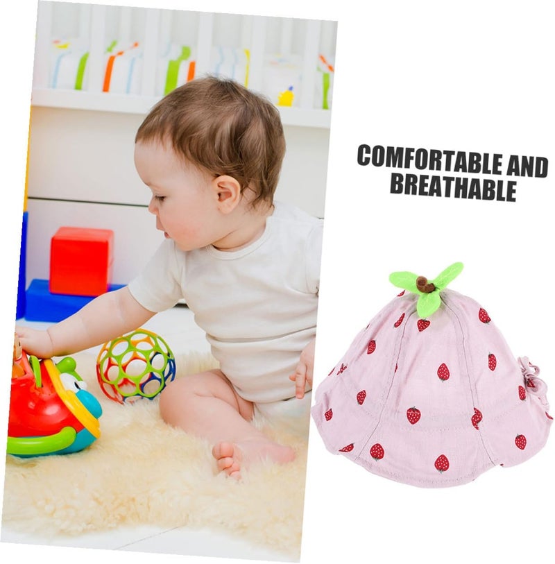 Strawberry Leaf Sun Hat and Boys, Bucket Hat with Breathable Fabric, UV Protection Summer Cap 50cm for 6-24 Months Outdoor Use - Image 3