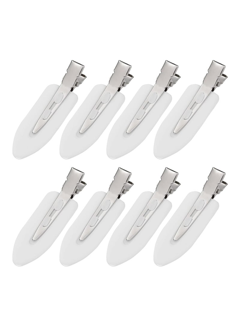 أوزيغالور 8 قطع مشابك شعر لا تنحني ولا تتجعد - مشابك تصفيف الشعر بمشبك التمساح لتصفيف الشعر لتصفيف الشعر في الصالون لتصفيف الشعر، تصفيف الشعر المموج، تطبيق مكياج نسائي، أبيض - Image 1