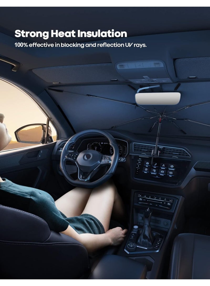 سيارة الزجاج الأمامي مظلة الشمس - قابل للطي السيارة الزجاج الأمامي الشمس الظل الغطاء ، 5 طبقات من الأشعة فوق البنفسجية كتلة الطلاء ، 52 "x31" حماية العزل الحراري للنافذة الأمامية ، للسيارات السيارات الرباعية ، الزجاج الأمامي للسيارات الرباعية - Image 4