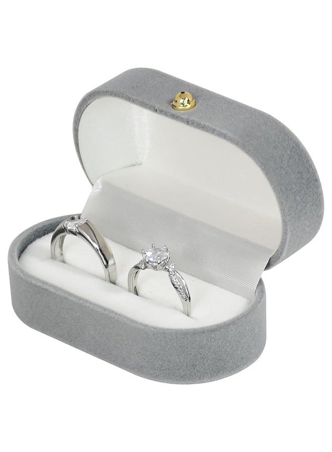 اتش واي حالة خاتم مجوهرات السفر ، هدايا الخطوبة لها ، صندوق هدية خاتم عتيق رائع ممتاز لحفل زفاف الاقتراح ، حفل (رمادي) - Image 1