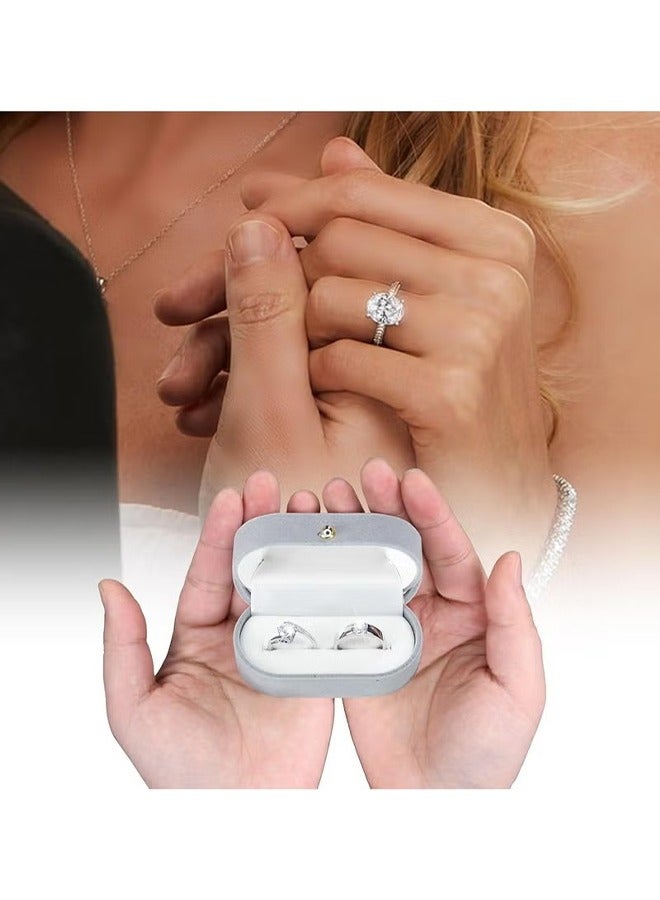 اتش واي حالة خاتم مجوهرات السفر ، هدايا الخطوبة لها ، صندوق هدية خاتم عتيق رائع ممتاز لحفل زفاف الاقتراح ، حفل (رمادي) - Image 2