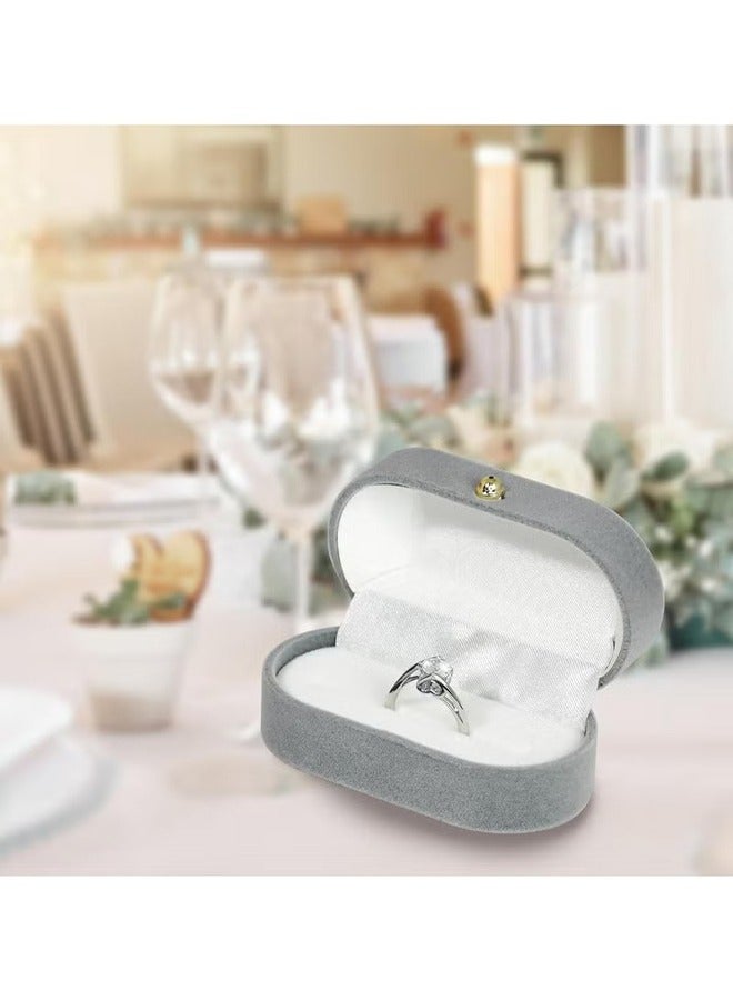 اتش واي حالة خاتم مجوهرات السفر ، هدايا الخطوبة لها ، صندوق هدية خاتم عتيق رائع ممتاز لحفل زفاف الاقتراح ، حفل (رمادي) - Image 4