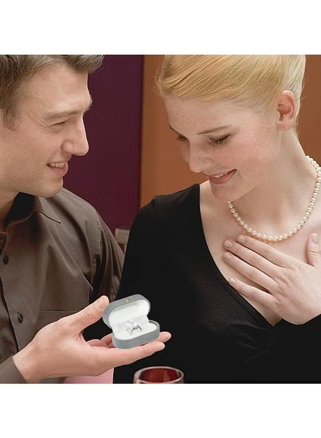 اتش واي حالة خاتم مجوهرات السفر ، هدايا الخطوبة لها ، صندوق هدية خاتم عتيق رائع ممتاز لحفل زفاف الاقتراح ، حفل (رمادي) - Image 5