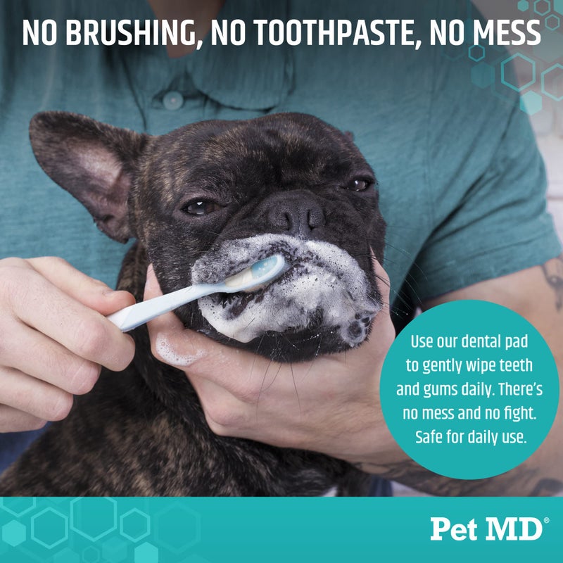 Pet MD Dog Breath Freshener Dental Wipes for Dogs - Tartar and Plaque Remover for Teeth Cleaning - Fresh Apple & Mint Scent Bad Breath Treatment for Dogs - 100 Count - Image 5