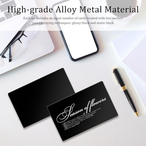 lyforx 100pcs Black Metal Business Cards Alloy Metal Business Card Blanks for Laser Engraving Customer DIY Cards Glossy Matte Black - Image 3