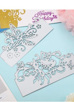 KASTWAVE 4 Pieces Metal Die Cuts Assorted Flower Cutting Die Birthday Butterfly Metal Cutting Die Cuts Lace Bird Stencils Birthday Card DIY Cutting Templates for Scrapbook Album Paper Card Embossing  - Image 4