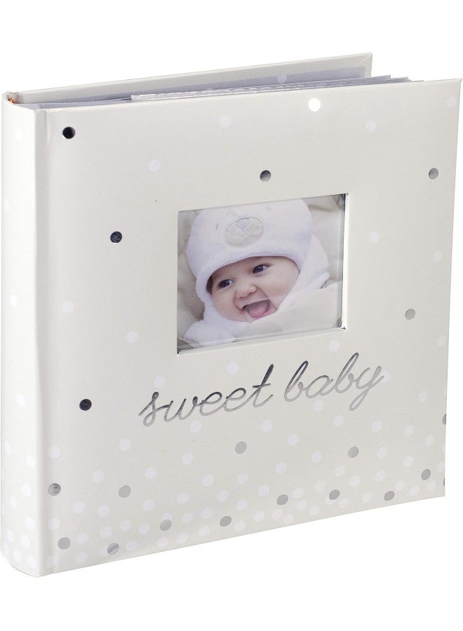 Malden International Designs Sweet Baby White Photo Opening Cover Album, 160-4x6 - Image 1