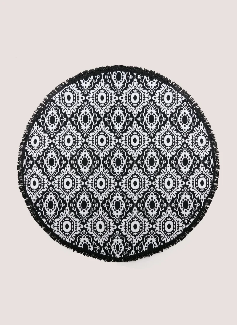 Matalan Black Mono Round Beach Towel