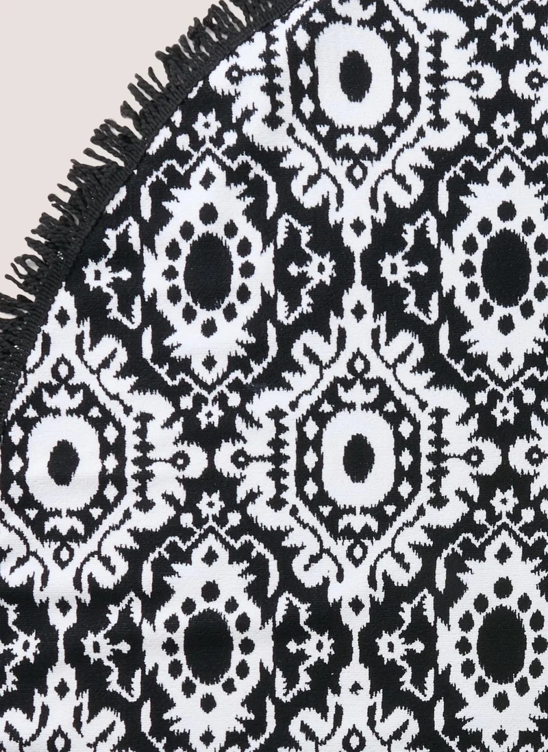 Matalan Black Mono Round Beach Towel