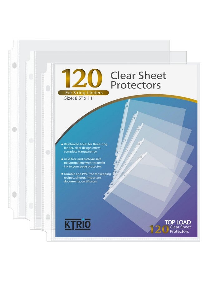 KTRIO Sheet Protectors 8.5 X 11 In Clear Page Protectors For 3 Ring Binder, Plastic Sleeves For Binders, Top Loading Paper Protector Letter Size, 120 Pack - Image 1