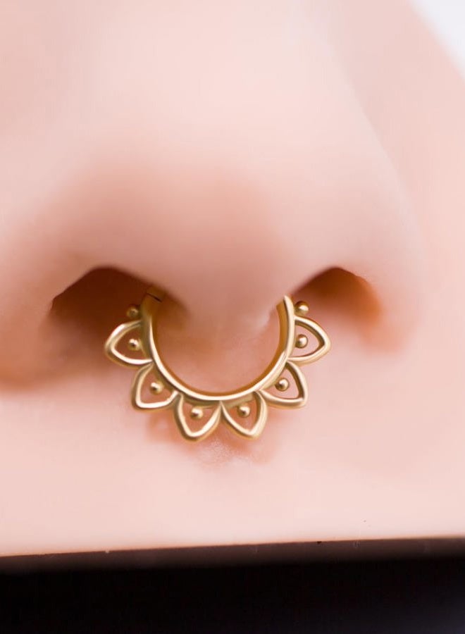 FANSING Gold Lotus Septum Jewelry 16g Seamless Rings for Women - Surgical Steel Daith Earring Hoop 8mm Piercing Jewelry 16 Gauge  - Image 4