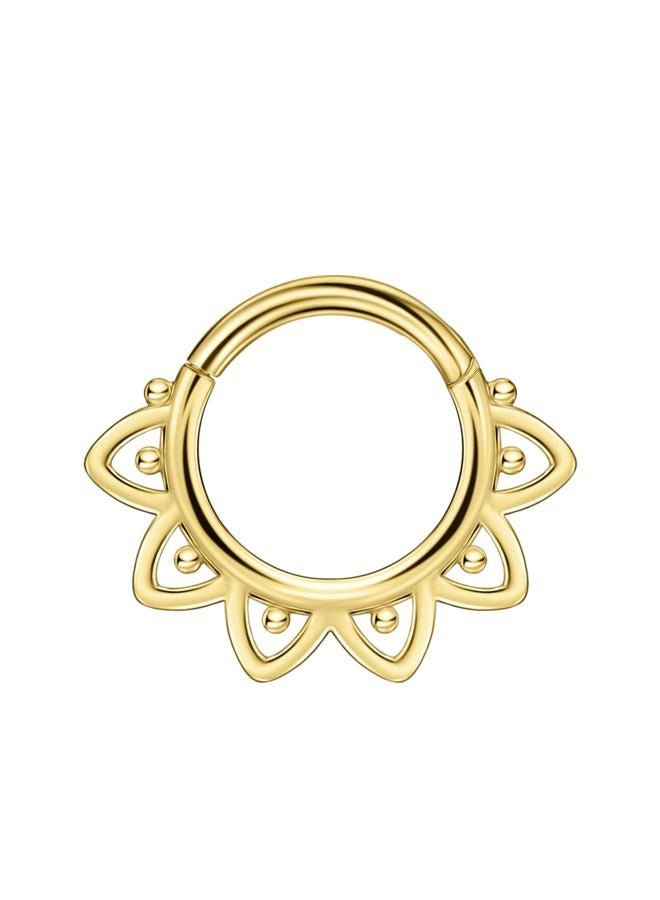 FANSING Gold Lotus Septum Jewelry 16g Seamless Rings for Women - Surgical Steel Daith Earring Hoop 8mm Piercing Jewelry 16 Gauge  - Image 1