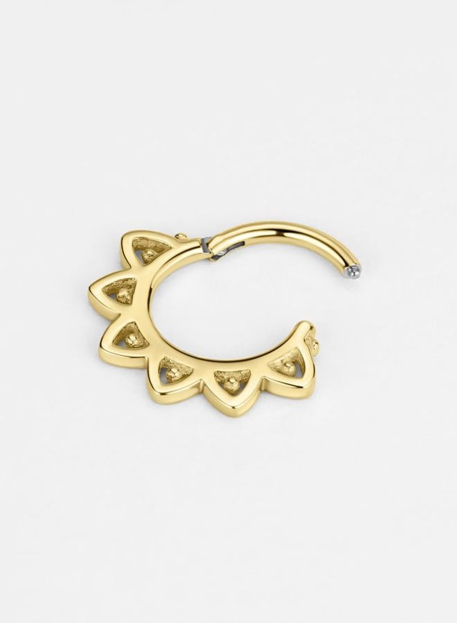 FANSING Gold Lotus Septum Jewelry 16g Seamless Rings for Women - Surgical Steel Daith Earring Hoop 8mm Piercing Jewelry 16 Gauge  - Image 3