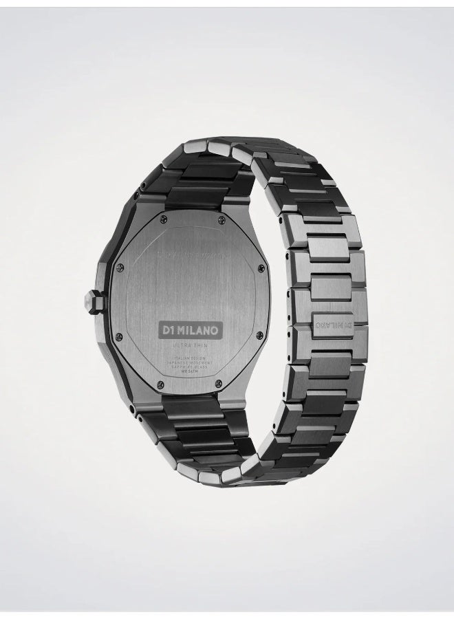 D1 MILANO Ultra Thin Re-Gun (40mm) Matte Black Dial / Gun-Metal PVD Stainless Steel Bracelet - Image 2