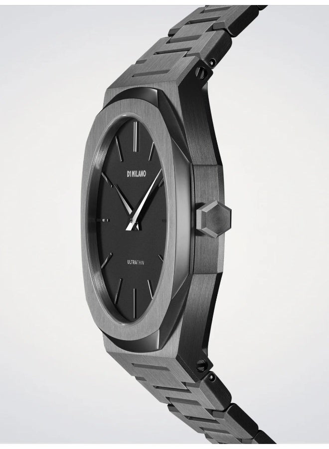 D1 MILANO Ultra Thin Re-Gun (40mm) Matte Black Dial / Gun-Metal PVD Stainless Steel Bracelet - Image 3