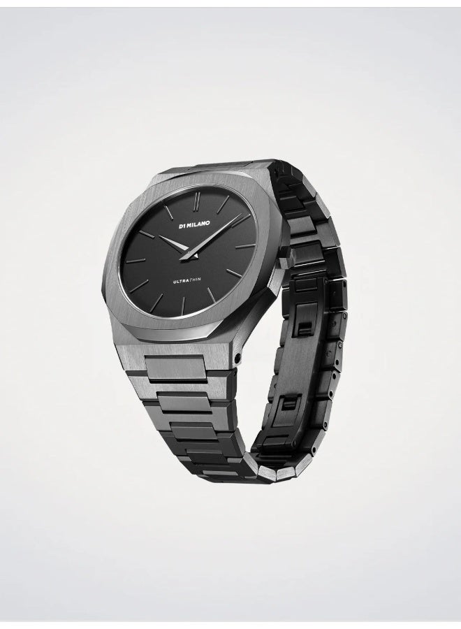 D1 MILANO Ultra Thin Re-Gun (40mm) Matte Black Dial / Gun-Metal PVD Stainless Steel Bracelet - Image 4