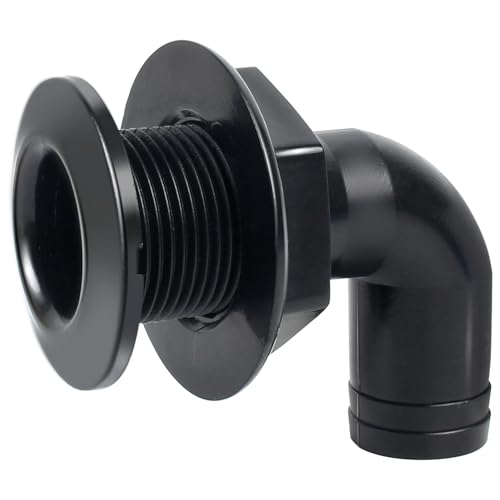 ORLANG 3/4in Thru Hull Fittings for Boats, ABS Plastic Through Hull Fitting, 90 Degree Thru-Hull Connector Fitting, Boat Plumbing Fittings Accessory, Thru Drain Connector for Boats, Yachts, Marine (White) - Image 1