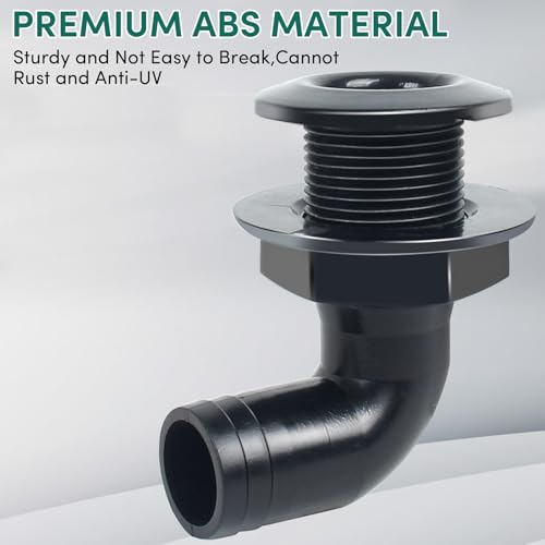 ORLANG 3/4in Thru Hull Fittings for Boats, ABS Plastic Through Hull Fitting, 90 Degree Thru-Hull Connector Fitting, Boat Plumbing Fittings Accessory, Thru Drain Connector for Boats, Yachts, Marine (White) - Image 3