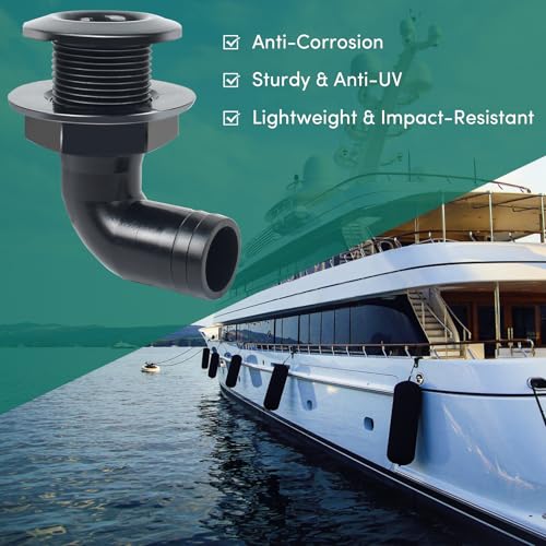 ORLANG 3/4in Thru Hull Fittings for Boats, ABS Plastic Through Hull Fitting, 90 Degree Thru-Hull Connector Fitting, Boat Plumbing Fittings Accessory, Thru Drain Connector for Boats, Yachts, Marine (White) - Image 5
