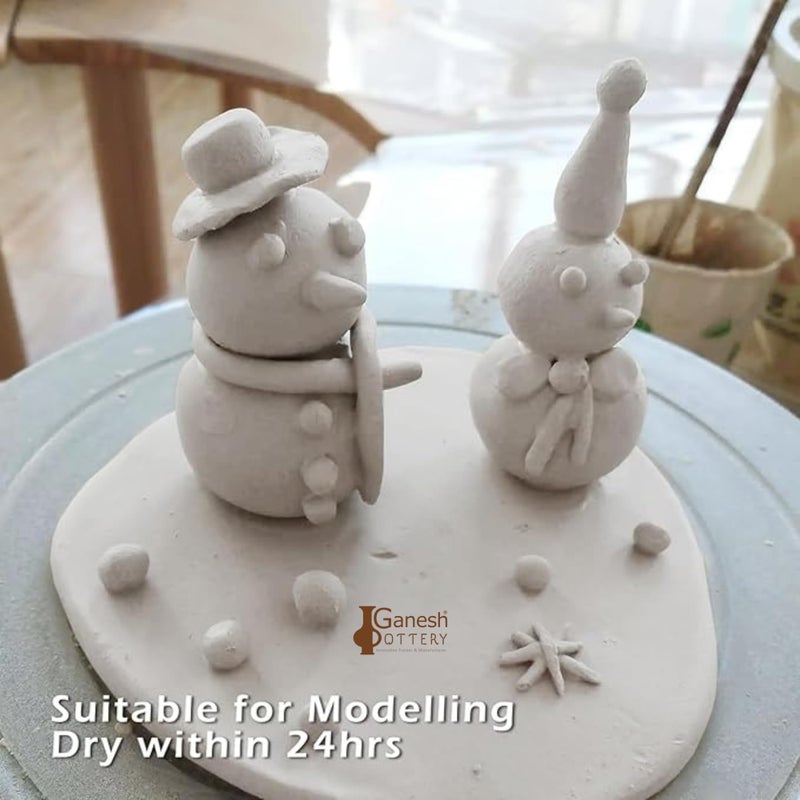 Ganesh Pottery طين غانيش البوتري الأبيض الفاخر لصنع تماثيل غانيشا، فن النحت والحرف اليدوية لأغراض تعليمية، مهارات حركية دقيقة، 1 كجم - Image 3