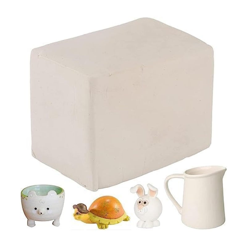 Ganesh Pottery طين غانيش البوتري الأبيض الفاخر لصنع تماثيل غانيشا، فن النحت والحرف اليدوية لأغراض تعليمية، مهارات حركية دقيقة، 1 كجم - Image 1