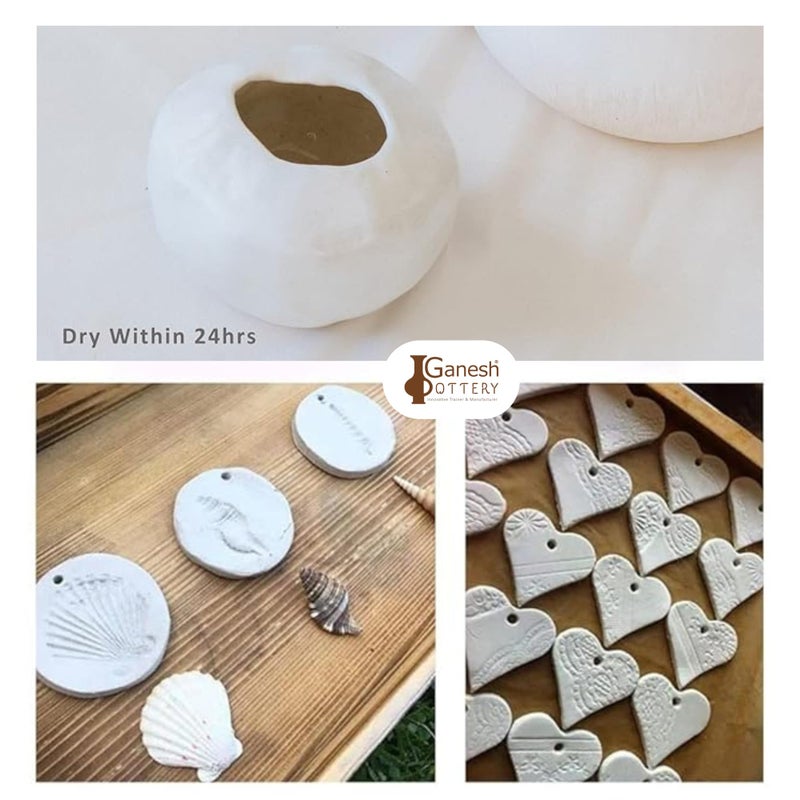 Ganesh Pottery طين غانيش البوتري الأبيض الفاخر لصنع تماثيل غانيشا، فن النحت والحرف اليدوية لأغراض تعليمية، مهارات حركية دقيقة، 1 كجم - Image 4