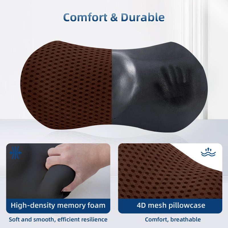 Memory Foam Lumbar Support Pillow for Office Chair, Car Seat, and Travel, Breathable Ergonomic Back Pillow with 4D Mesh Cover - Image 3