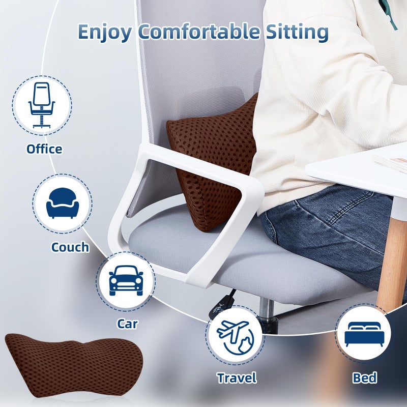 Memory Foam Lumbar Support Pillow for Office Chair, Car Seat, and Travel, Breathable Ergonomic Back Pillow with 4D Mesh Cover - Image 5