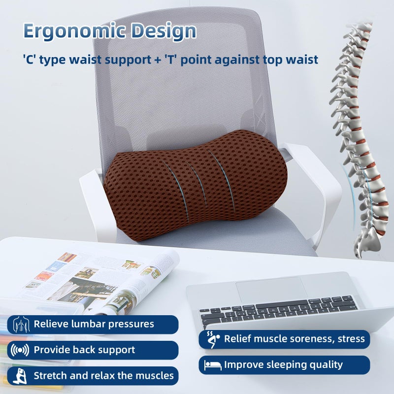 Memory Foam Lumbar Support Pillow for Office Chair, Car Seat, and Travel, Breathable Ergonomic Back Pillow with 4D Mesh Cover - Image 4