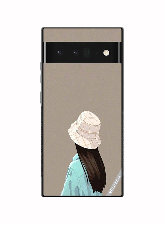 VR CREATIVE - Protective Case Cover For Google Pixel 6a Brown Hat Girl Design Multicolour - Image 1