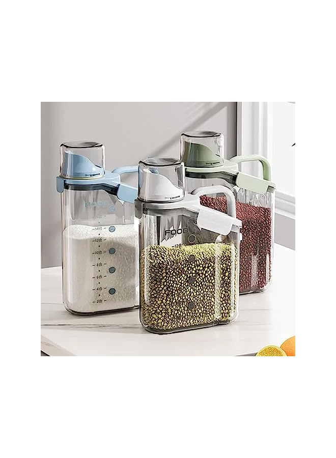 IAF 3Pcs Cereal Containers Set | Premium Quality 2.8L / 2.8KG Capacity Airtight Food Storage Container | BPA Free Plastic Rice Storage Bin/Dispenser + Measuring Cup & Pour Spout - Image 2