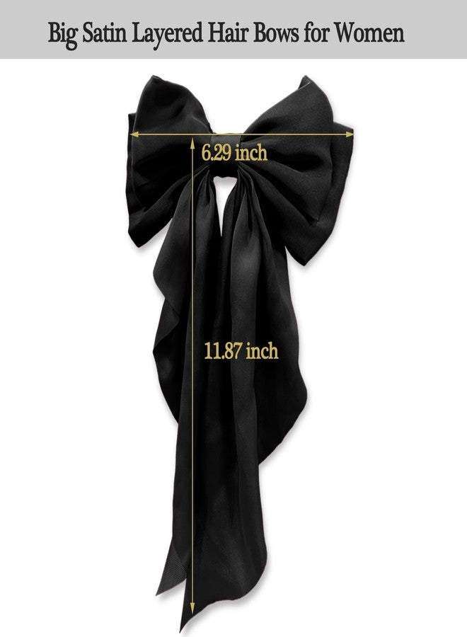 illpta Silky Satin Women's Hair Bows with Long Tail Bowknot for Hair Clips, Accessories and Gifts (Black) - Image 5