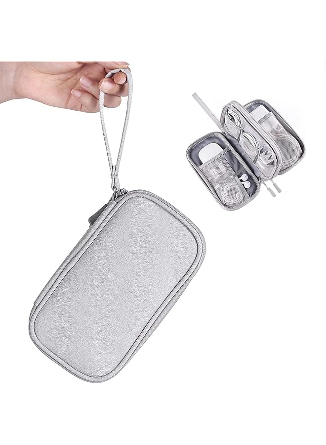 erorex Travel Cable Bag Small Electronic Accessories Storage Pouch For Hard Drive Charger Earphone Usb Sd Card Light Grey  - Image 1