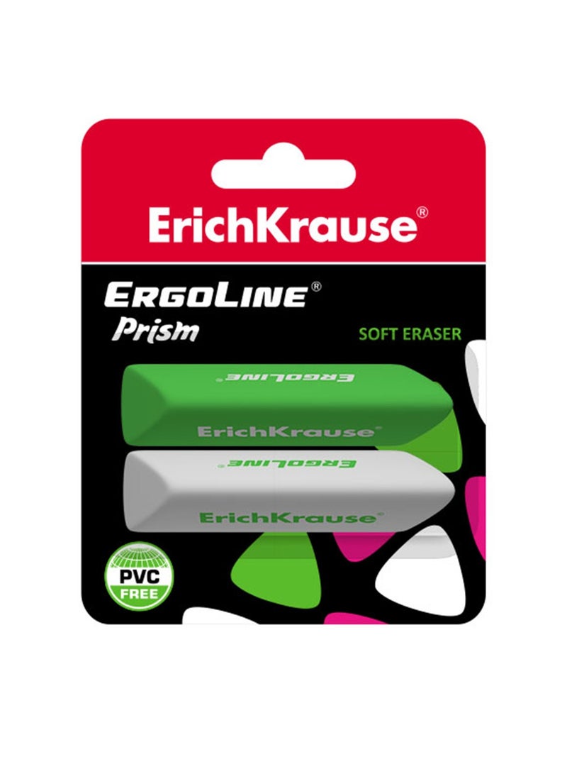 ErichKrause ممحاة قلم رصاص ناعمة من إيرغولين برزم 2 قطعة بألوان متنوعة - Image 1