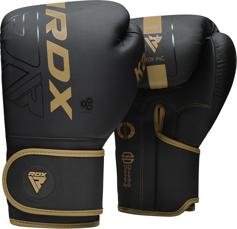 RDX Boxing Gloves Sparring and Muay Thai Maya Hide Leather Training Mitts -8 OZ |Golden (BGR-F6MGL-8OZ) - Image 1