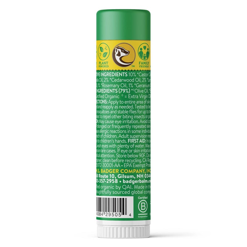 Badger Bug Repellent Stick, All Natural Mosquito Repellent with Citronella, Pleasant Smelling Insect Repellent Travel Size for Kids and Adults, 0.6 oz, 2-Pack - Image 2