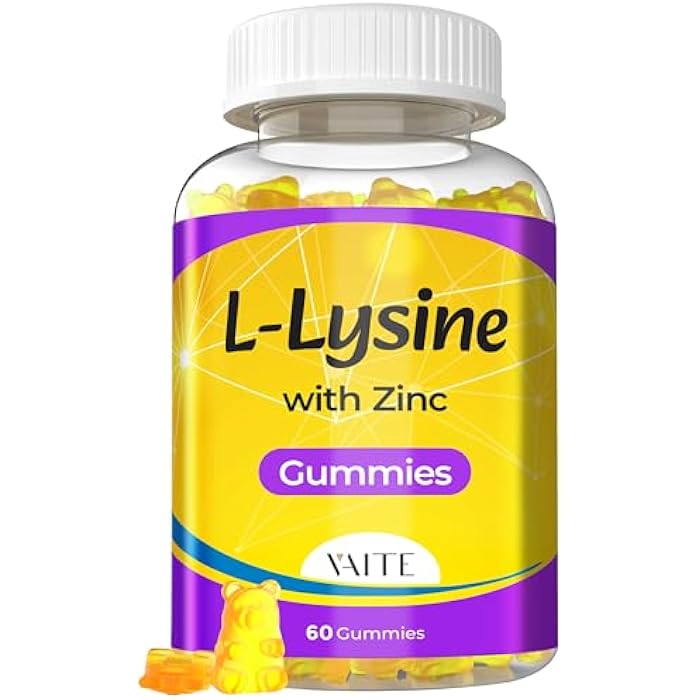 VAITE L Lysine Gummies 1000mg with Zinc - Supports Skin, Lip, Vegan, Gluten Free, 60 Chewable L-Lysine for Adults, Vitamins Tissue Health & Immune System, Amino Acid & Complex Supplements, Non-GMO - Image 1