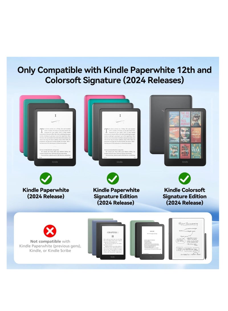 Slimshell Case Cover with Hand Strap Belt for 7" All-New Kindle Paperwhite 12th 2024 or Kindle Paperwhite Signature Edition 2024, Smart Shell with Auto Sleep/Wake (Light Brown)  - Image 3