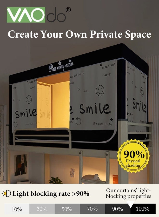 فاو دو ستائر أسرة بطابقين في السكن الجامعي، خيام بغطاء لسرير مفرد، ستارة خيمة مع شبكة ضد البعوض وحامل، حماية خصوصية نوم الطلاب 190*90*110 سم - Image 4