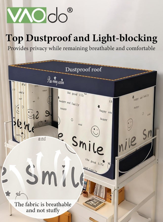 فاو دو ستائر أسرة بطابقين في السكن الجامعي، خيام بغطاء لسرير مفرد، ستارة خيمة مع شبكة ضد البعوض وحامل، حماية خصوصية نوم الطلاب 190*90*110 سم - Image 5